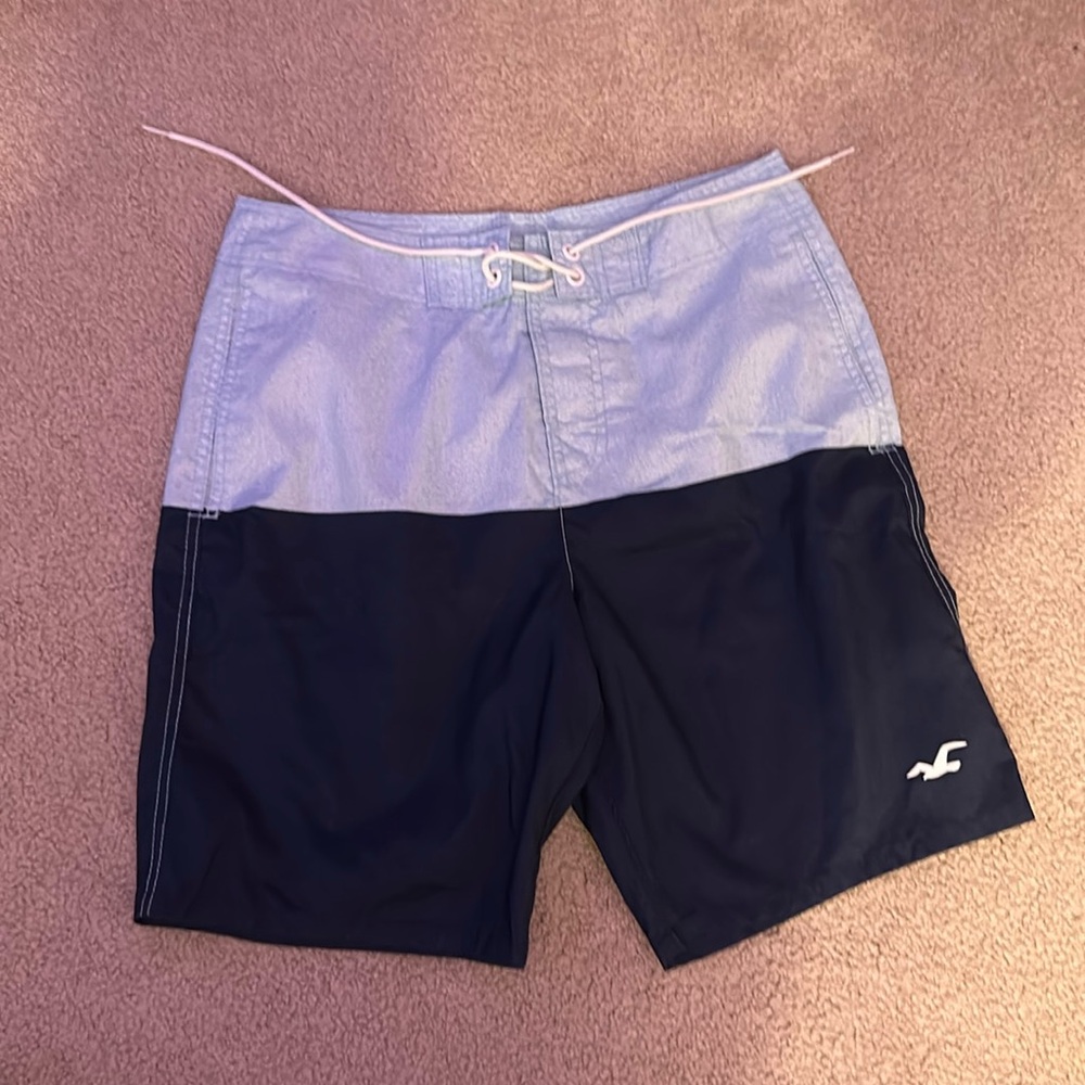 Men’s hollister light blue and navy blue swim trunks size 30